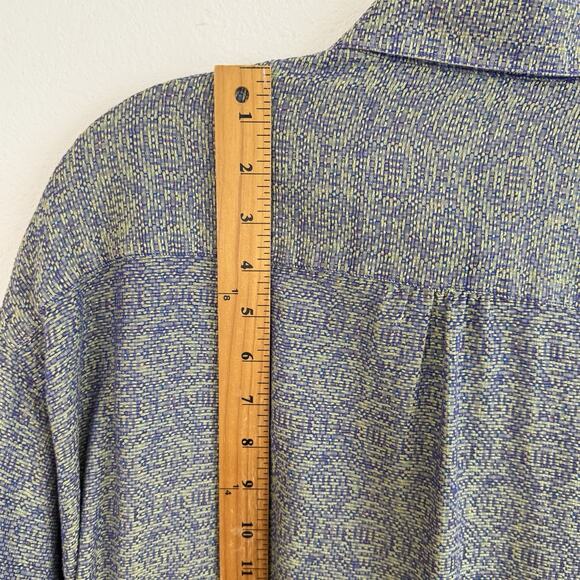 Jhane Barnes Button Down Shirt Men L Purple Pattern Japanese Woven Fabric Vtg - Picture 12 of 16
